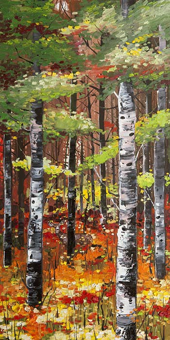 Silver Birches and Poppies (medium)